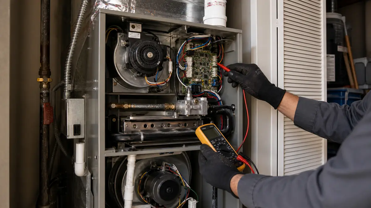 Illustration of Trane gas furnace flash-code diagnosis in Arcadia, CA